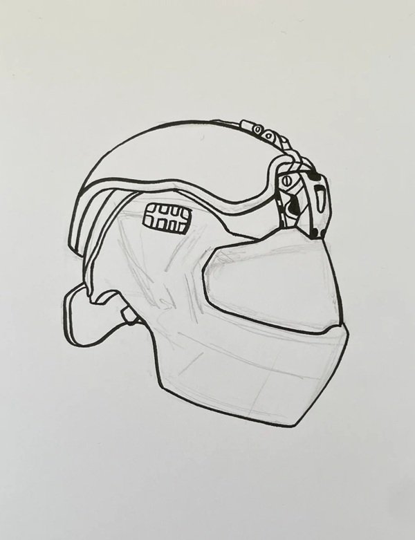 How to draw a helmet easy 6