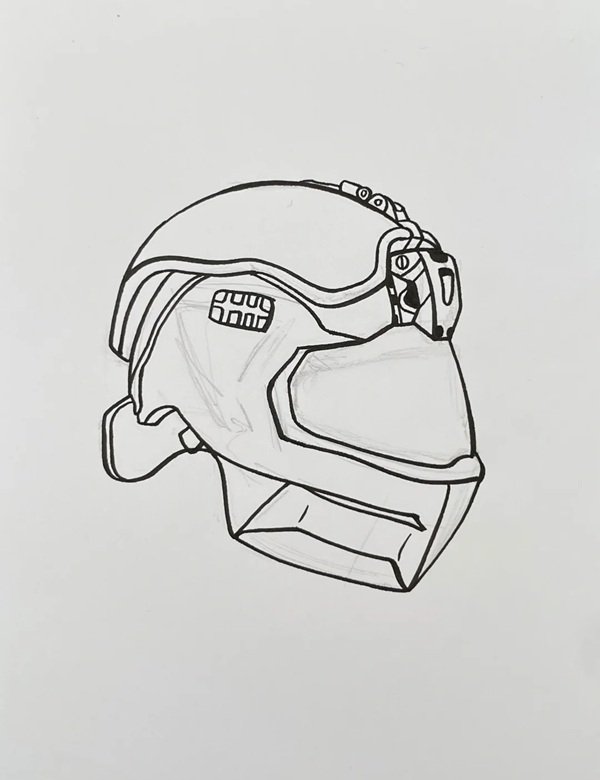 How to draw a helmet easy 7
