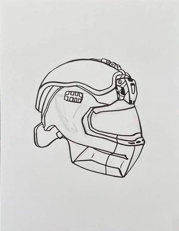 How to draw a helmet easy 8