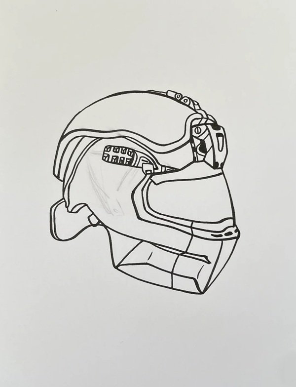 How to draw a helmet easy 9