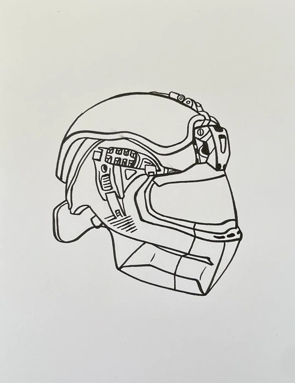 How to draw a helmet easy
