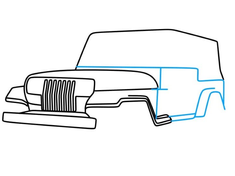 How to draw a jeep​ easy for kids 5