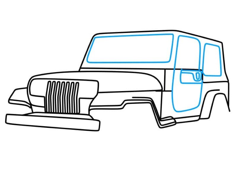 How to draw a jeep​ easy for kids 6