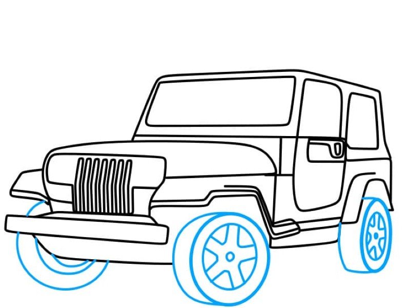 How to draw a jeep​ easy for kids 8