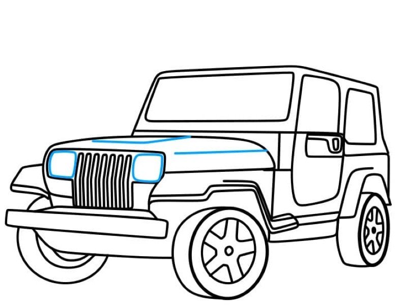 How to draw a jeep​ easy for kids 9