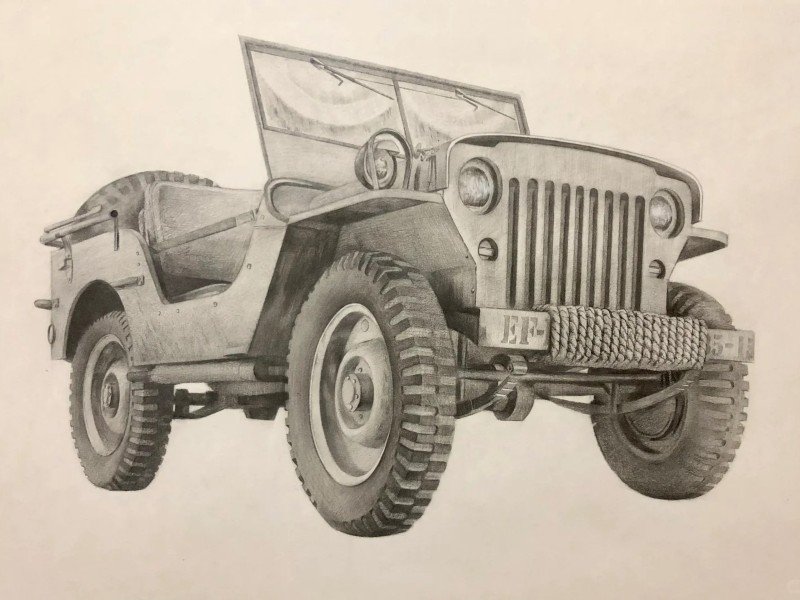 How to draw a jeep​ easy
