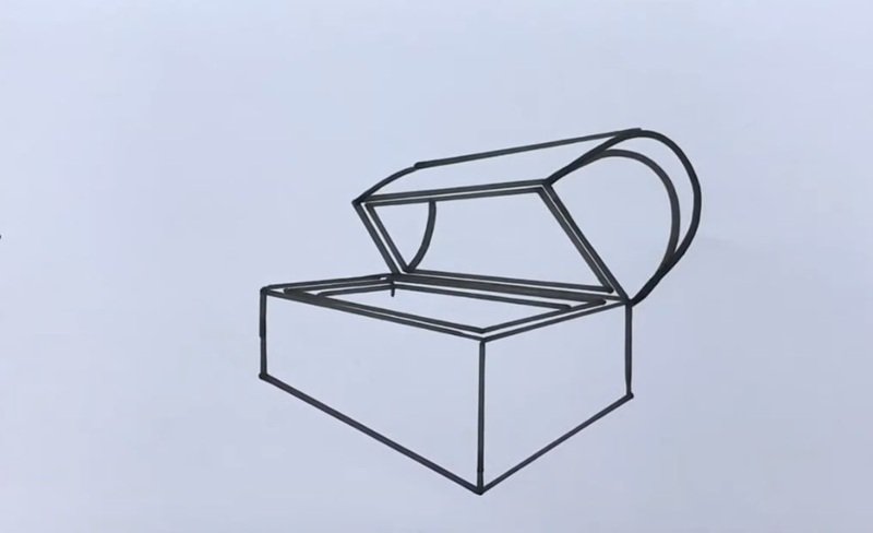 How to draw a open treasure chest 6