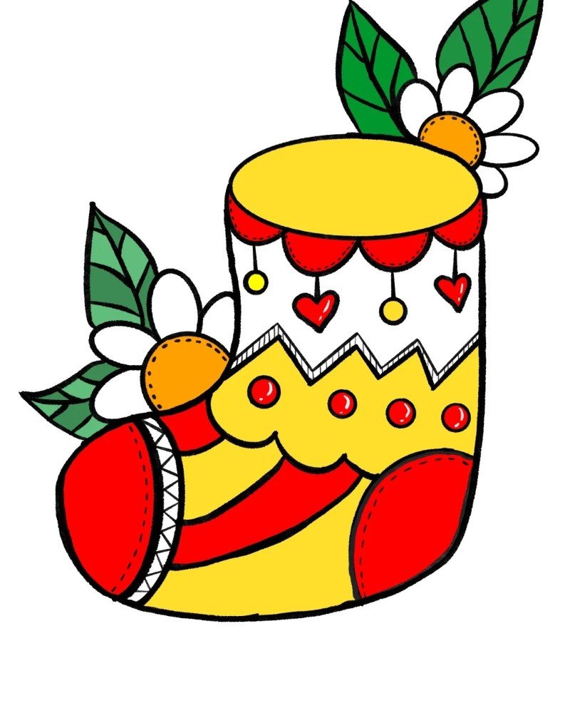How to draw a stocking step by step 
