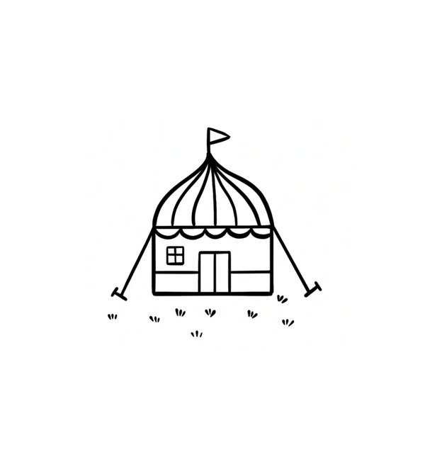 How to draw a tent easy for kids