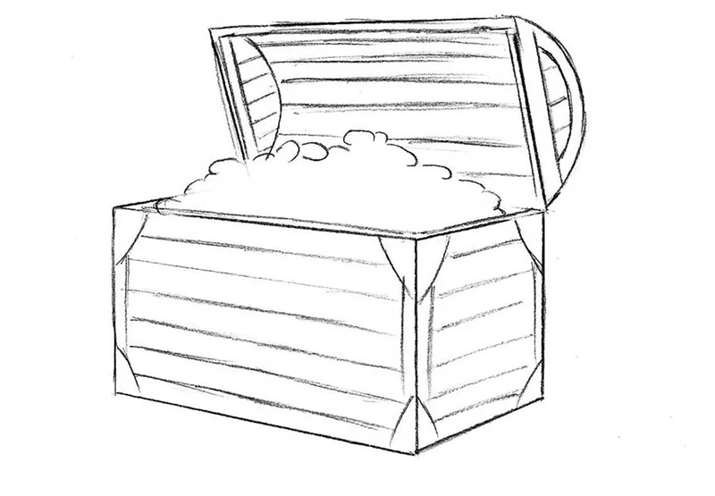 How to draw a treasure chest 6