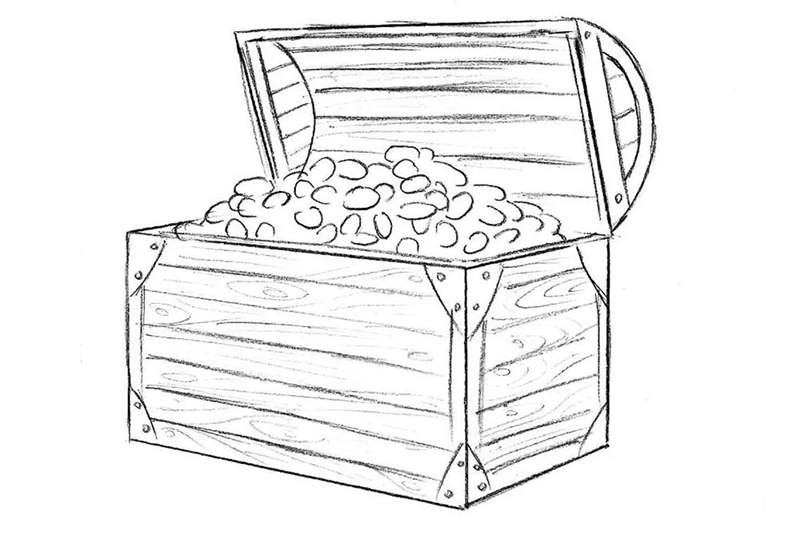 How to draw a treasure chest