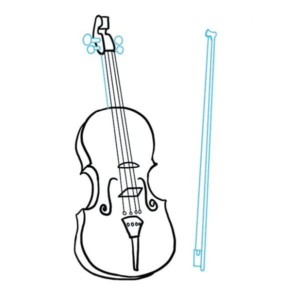 How to draw a violin easy 9