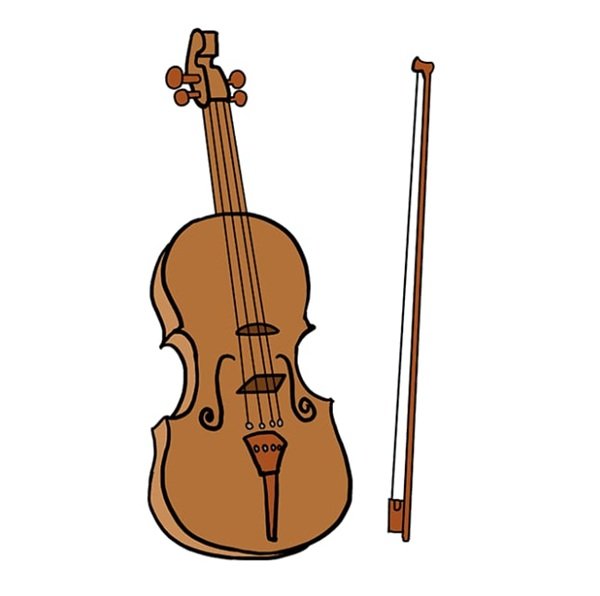 How to draw a violin easy
