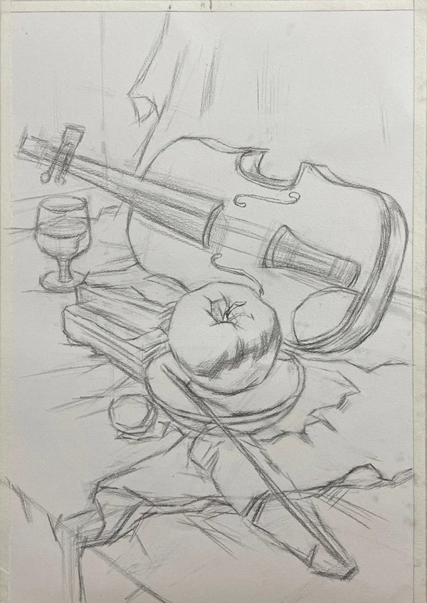 How to draw a violin step by step 1