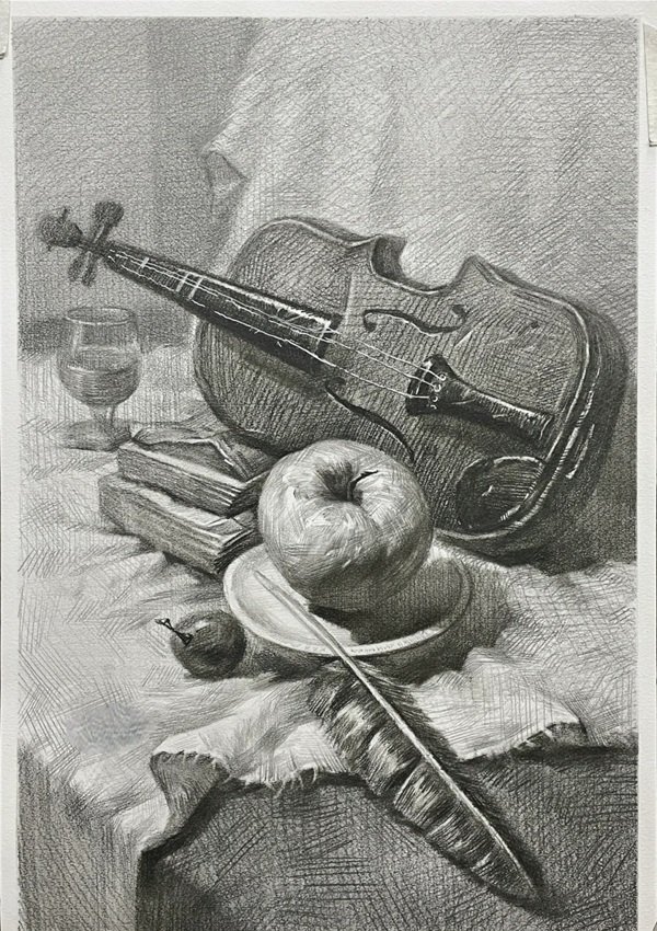 How to draw a violin step by step