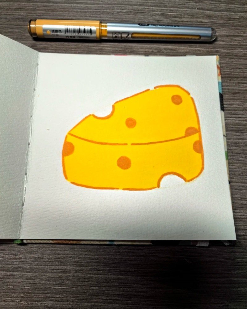 How to draw cheese step by step 3