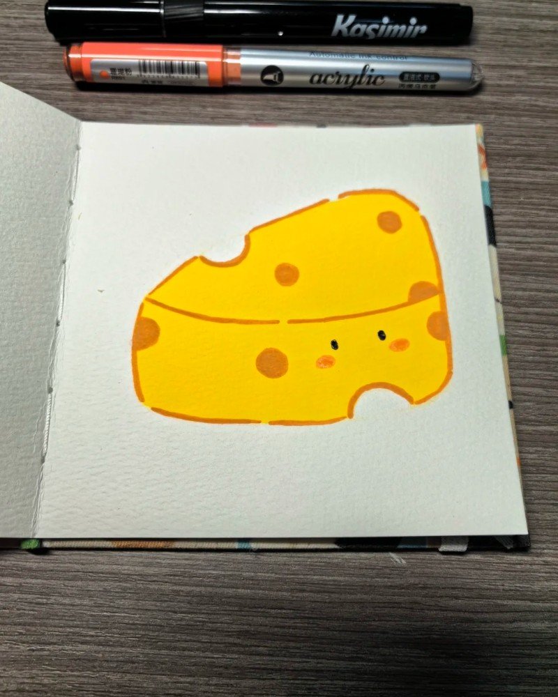 How to draw cheese step by step 4