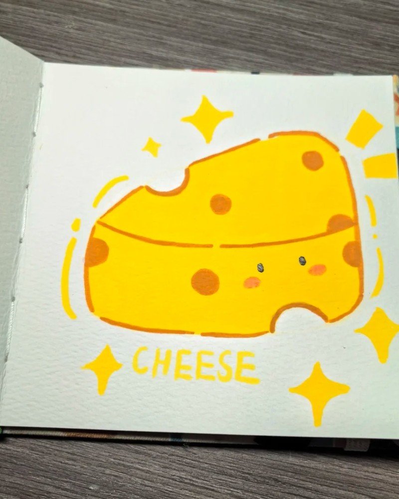 How to draw cheese step by step