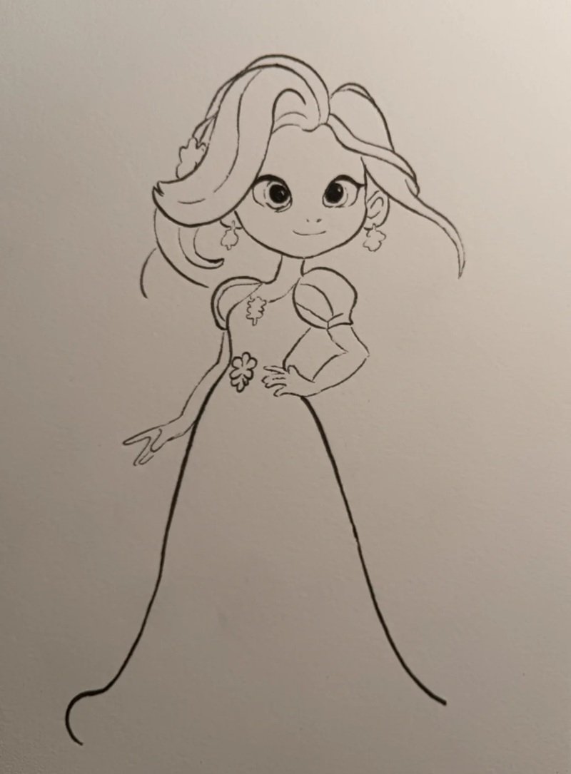 How to draw rapunzel step by step 4