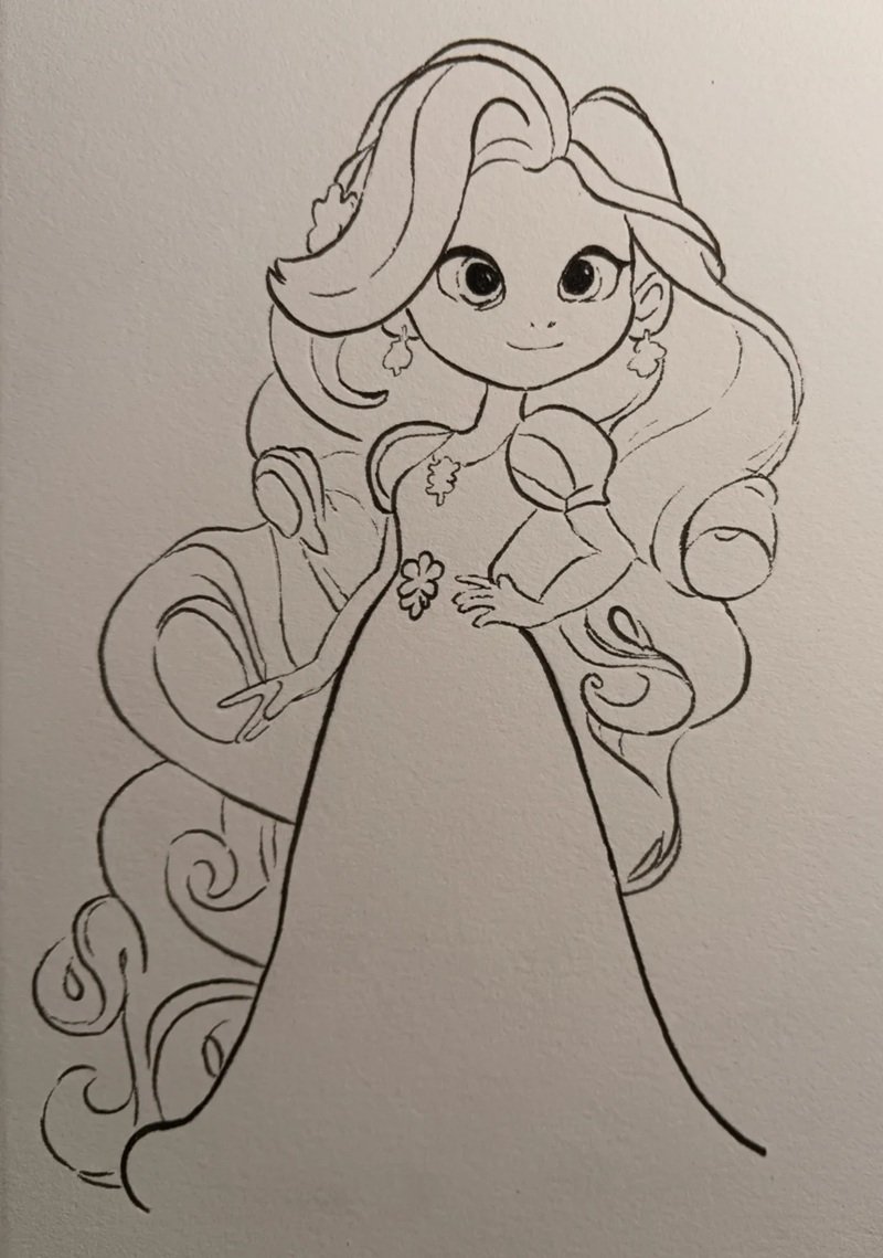 How to draw rapunzel step by step 6