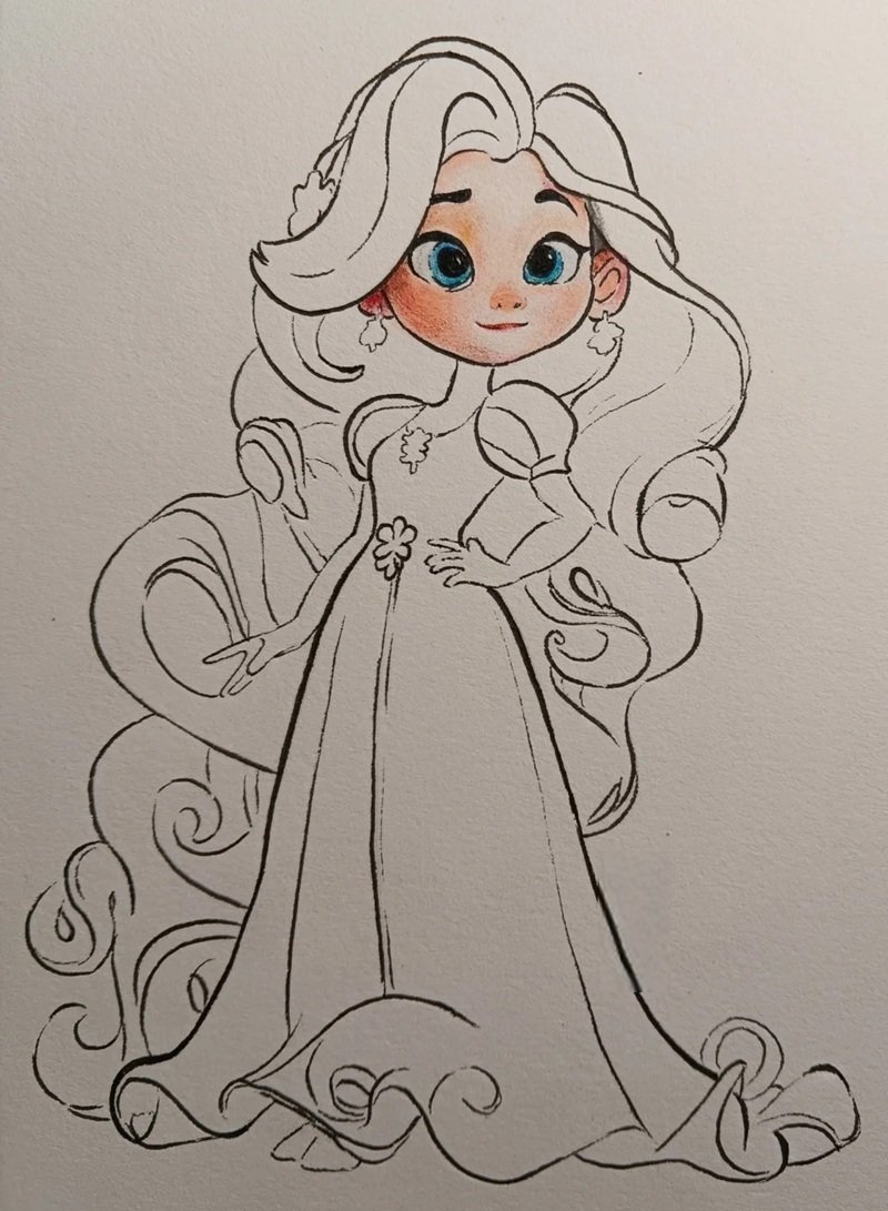 How to draw rapunzel step by step 7