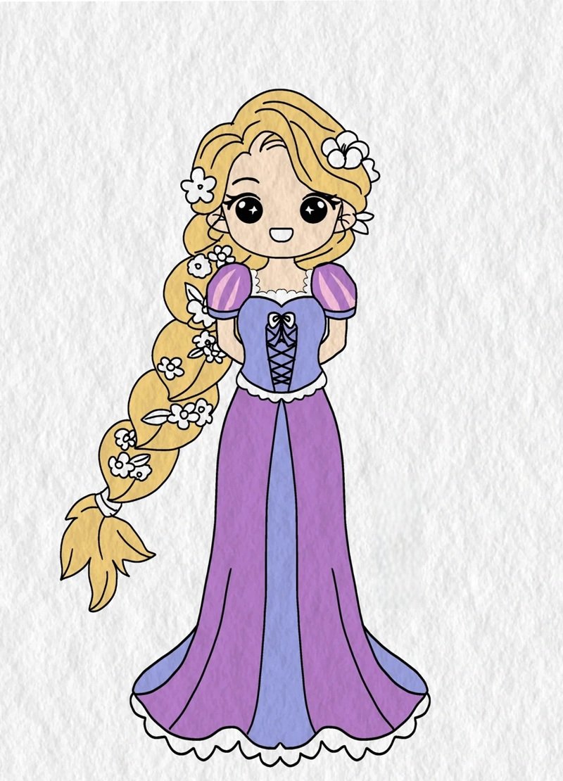 How to draw rapunzel easy