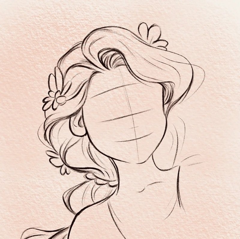 How to draw rapunzel step by step 3
