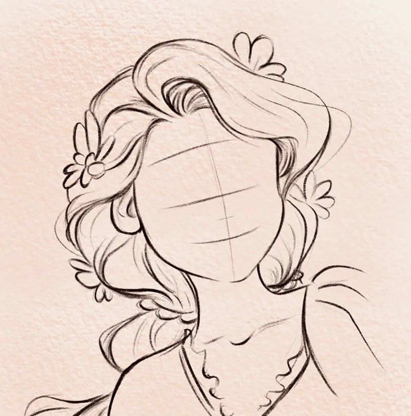 How to draw rapunzel step by step 4
