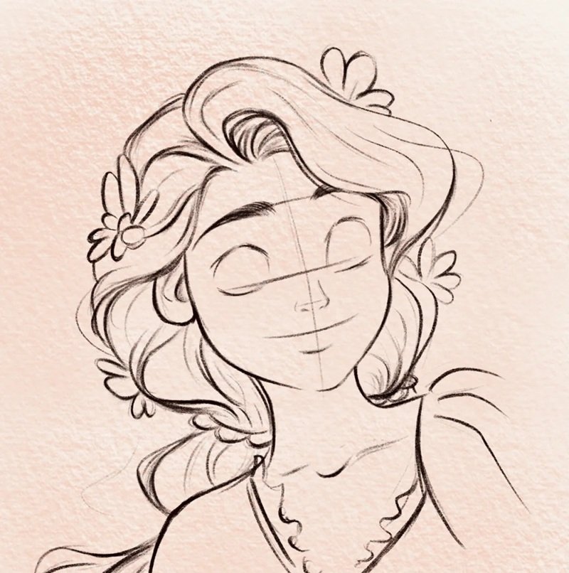 How to draw rapunzel step by step 5