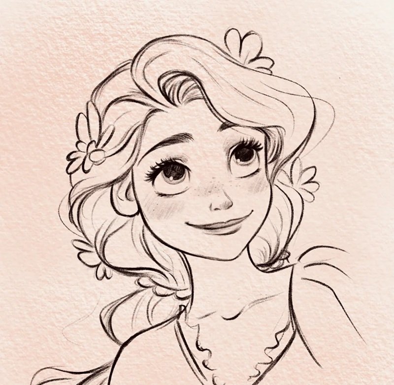 How to draw rapunzel step by step